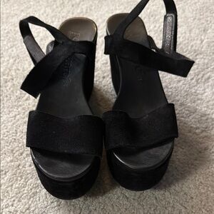 Black Suede Women's Platform Sandals- Pedro Garcia